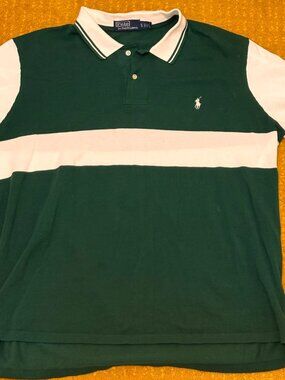 POLO RALPH LAUREN Classic XL Green and white Shirt Short Sleeve Mens knit